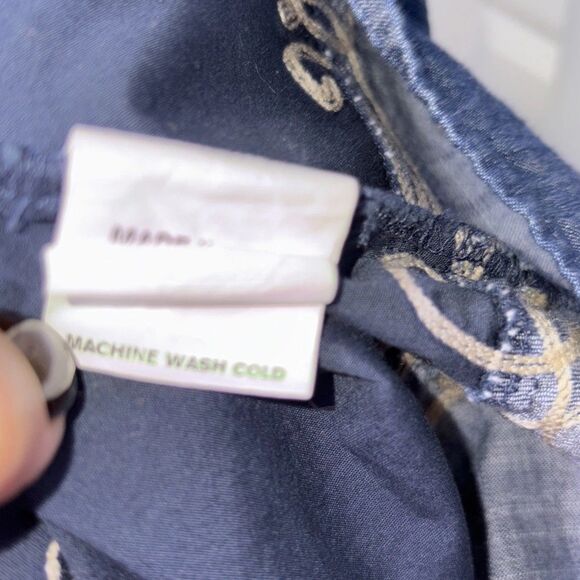 eShakti Dress Small 6 Embroidered Fit and Flare Cotton Womens Pockets Denim look - Picture 11 of 16